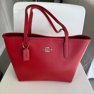 Red gold Coach small city tote NWT